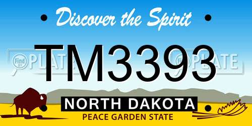 TM3393 North Dakota License Plate
