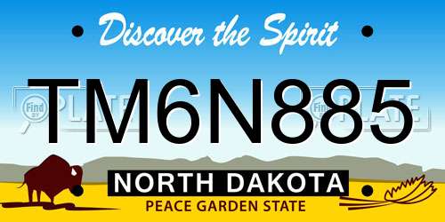 TM6N885 North Dakota License Plate