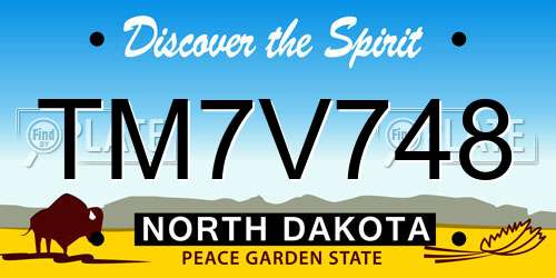 TM7V748 North Dakota License Plate