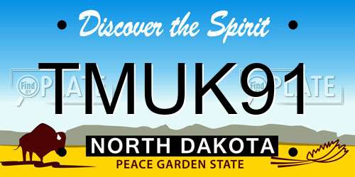 TMUK91 North Dakota License Plate
