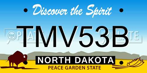 TMV53B North Dakota License Plate