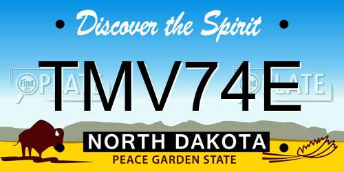 TMV74E North Dakota License Plate