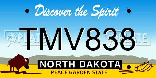 TMV838 North Dakota License Plate
