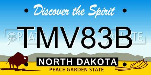 TMV83B North Dakota License Plate