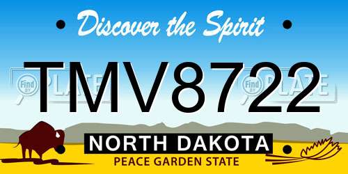 TMV8722 North Dakota License Plate