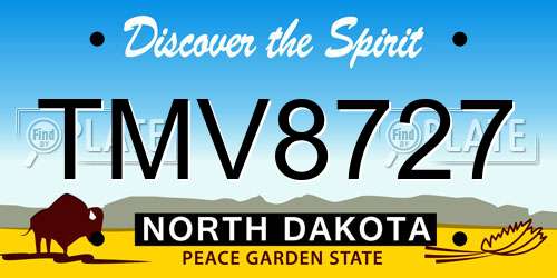 TMV8727 North Dakota License Plate