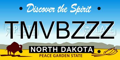 TMVBZZZ North Dakota License Plate