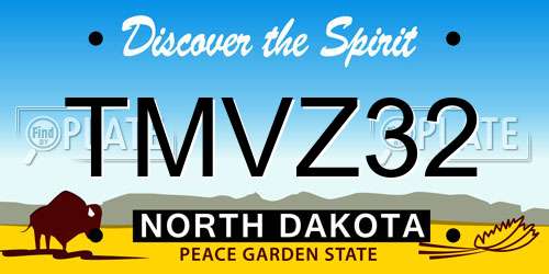 TMVZ32 North Dakota License Plate