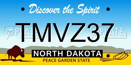 TMVZ37 North Dakota License Plate