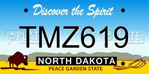 TMZ619 North Dakota License Plate