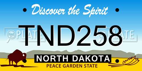 TND258 North Dakota License Plate