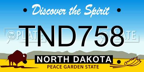 TND758 North Dakota License Plate