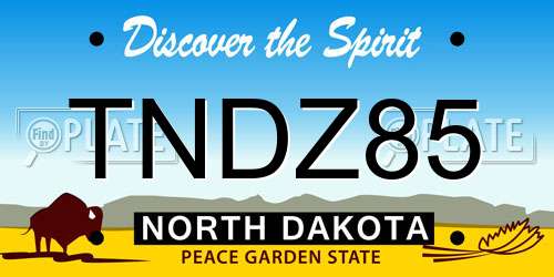 TNDZ85 North Dakota License Plate