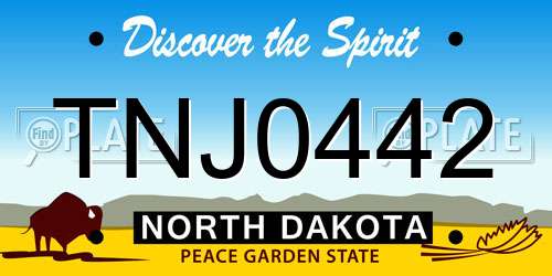 TNJ0442 North Dakota License Plate