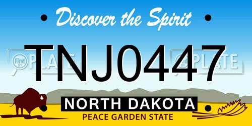 TNJ0447 North Dakota License Plate
