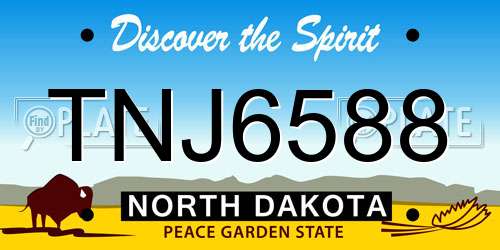 TNJ6588 North Dakota License Plate