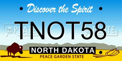 TNOT58 North Dakota License Plate