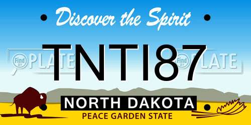 TNTI87 North Dakota License Plate