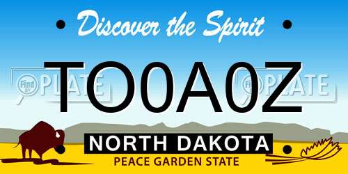 TO0A0Z North Dakota License Plate