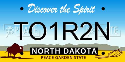 TO1R2N North Dakota License Plate