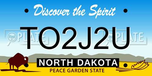 TO2J2U North Dakota License Plate