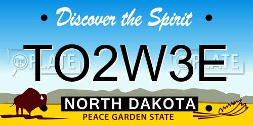TO2W3E North Dakota License Plate