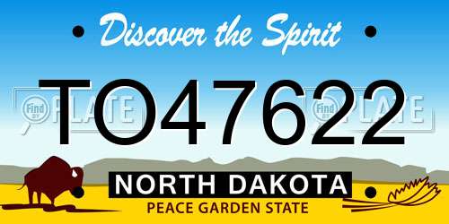 TO47622 North Dakota License Plate