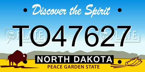 TO47627 North Dakota License Plate