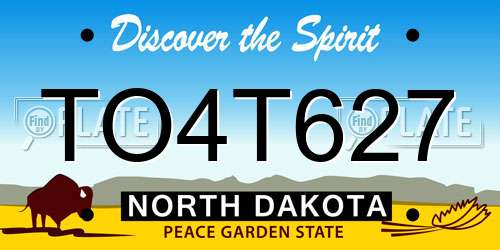 TO4T627 North Dakota License Plate