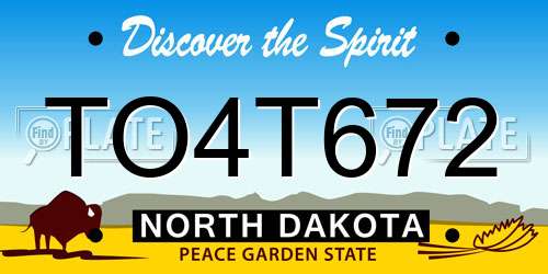 TO4T672 North Dakota License Plate