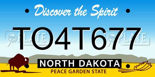 TO4T677 North Dakota License Plate