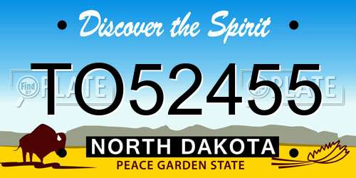 TO52455 North Dakota License Plate