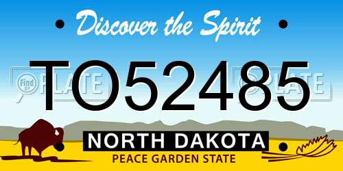 TO52485 North Dakota License Plate