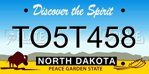 TO5T458 North Dakota License Plate