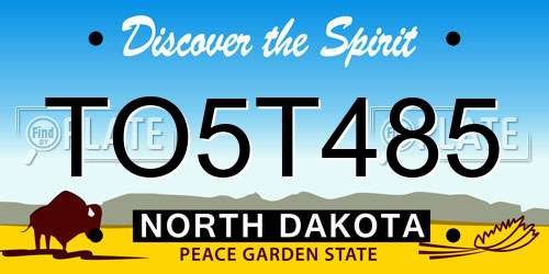 TO5T485 North Dakota License Plate