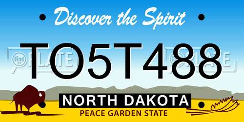 TO5T488 North Dakota License Plate