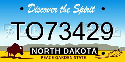 TO73429 North Dakota License Plate