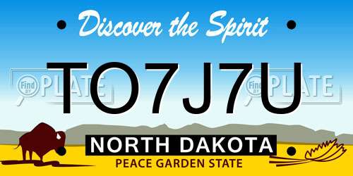 TO7J7U North Dakota License Plate