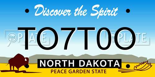 TO7T0O North Dakota License Plate