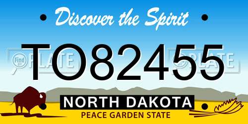 TO82455 North Dakota License Plate