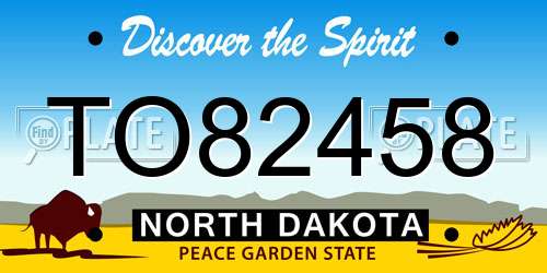 TO82458 North Dakota License Plate