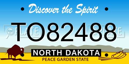 TO82488 North Dakota License Plate