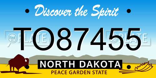 TO87455 North Dakota License Plate