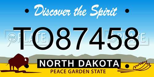 TO87458 North Dakota License Plate