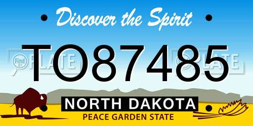 TO87485 North Dakota License Plate