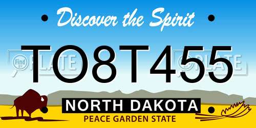 TO8T455 North Dakota License Plate