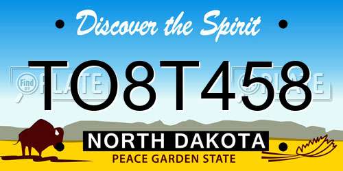 TO8T458 North Dakota License Plate