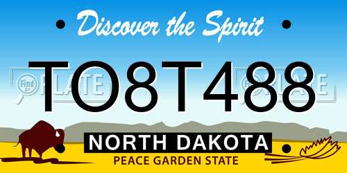 TO8T488 North Dakota License Plate