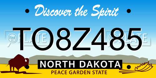 TO8Z485 North Dakota License Plate