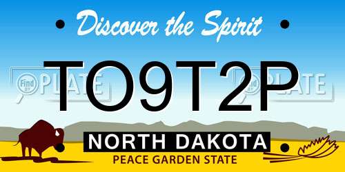 TO9T2P North Dakota License Plate